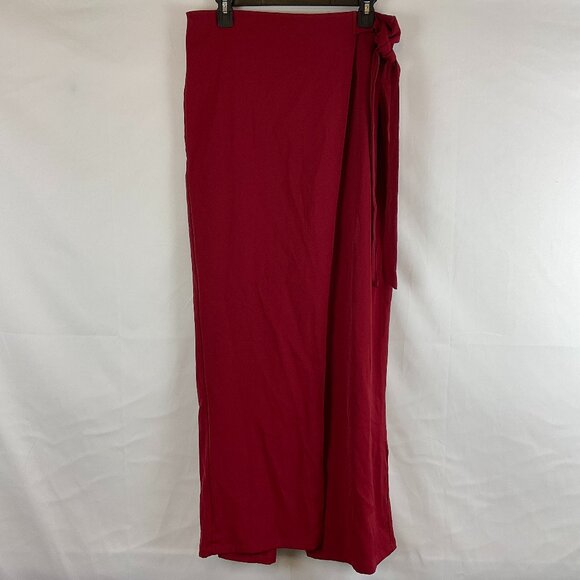 Halara Wrap Pants Garnet Red Partial Elastic Waist Wide Leg - Picture 1 of 9
